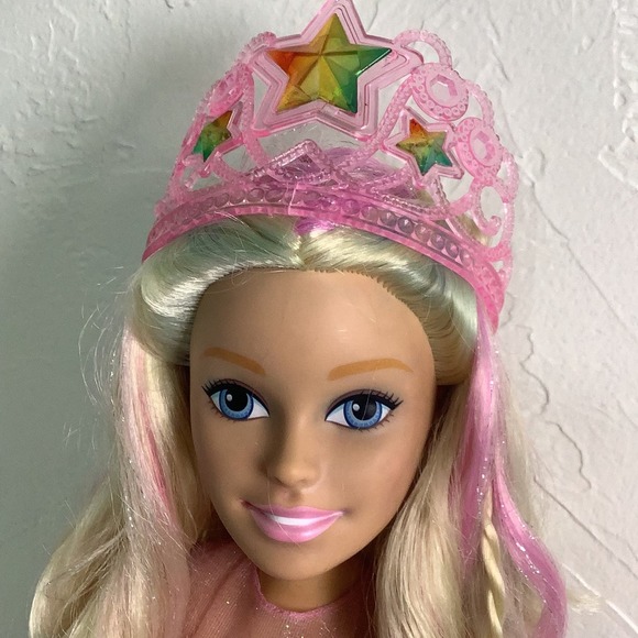 Barbie 28” Doll Tie Dye Sparkle hair with Crown and hair brush EUC - Picture 2 of 11